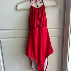 New without the tag red one piece bathing suit. Size XL